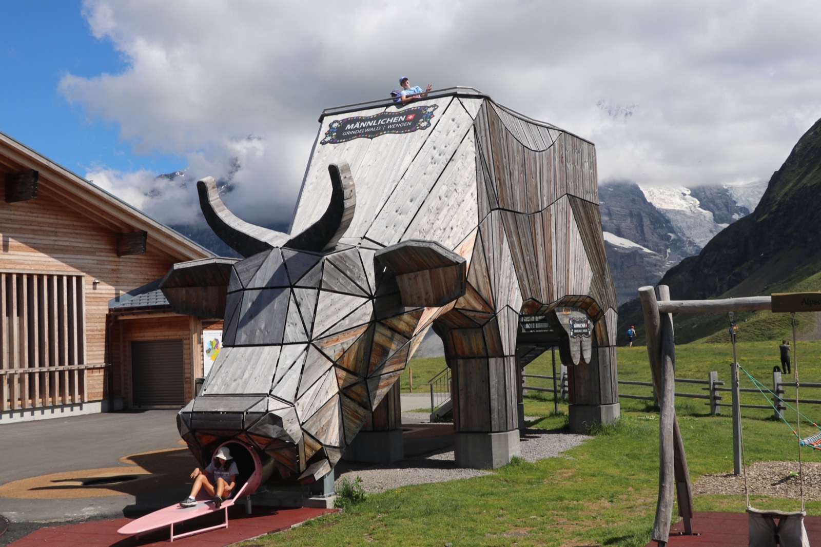 Giant cow slide at the Alpine Herdsman's Playground on Männlichen